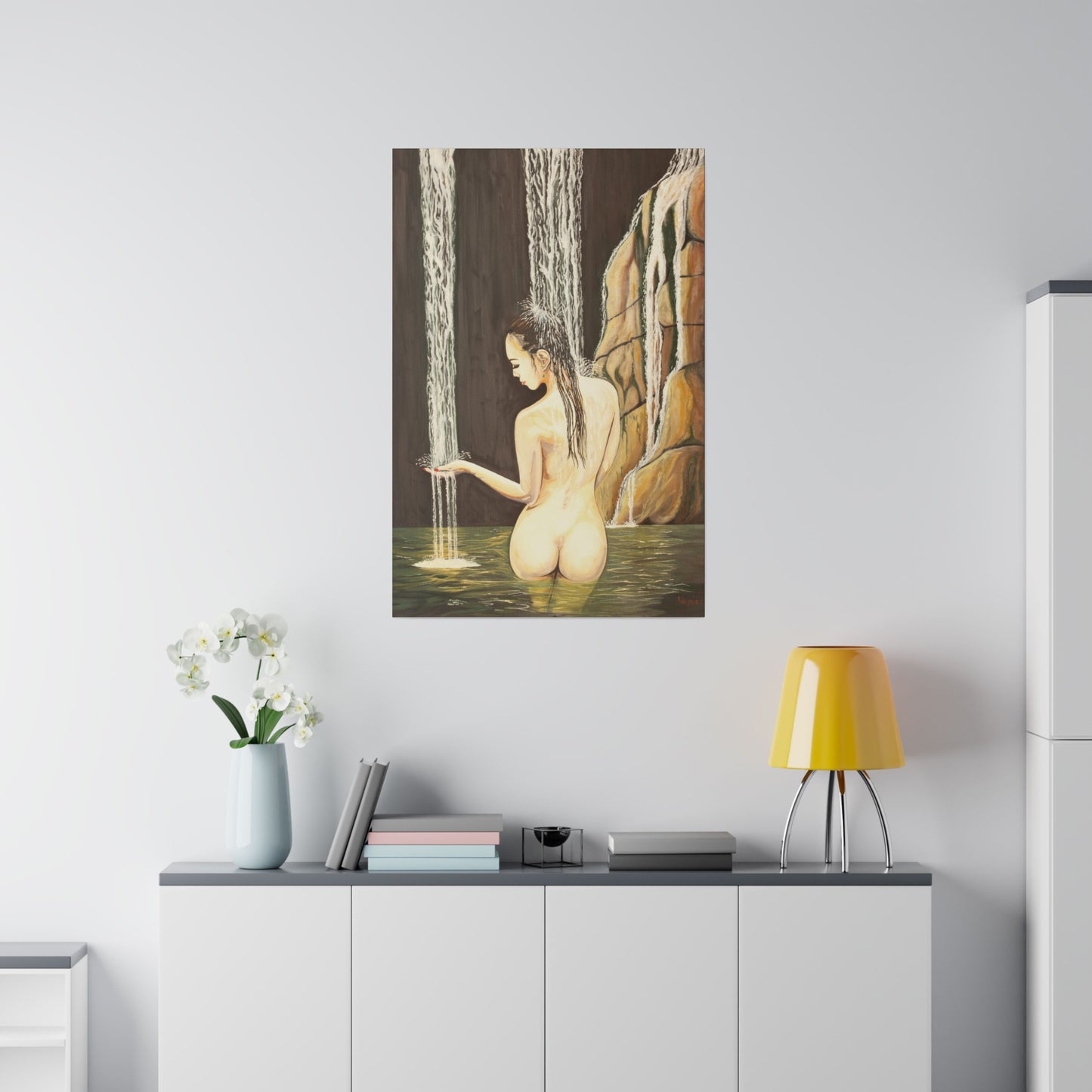 "Nude in Falls" Matte Canvas, Stretched, 0.75"