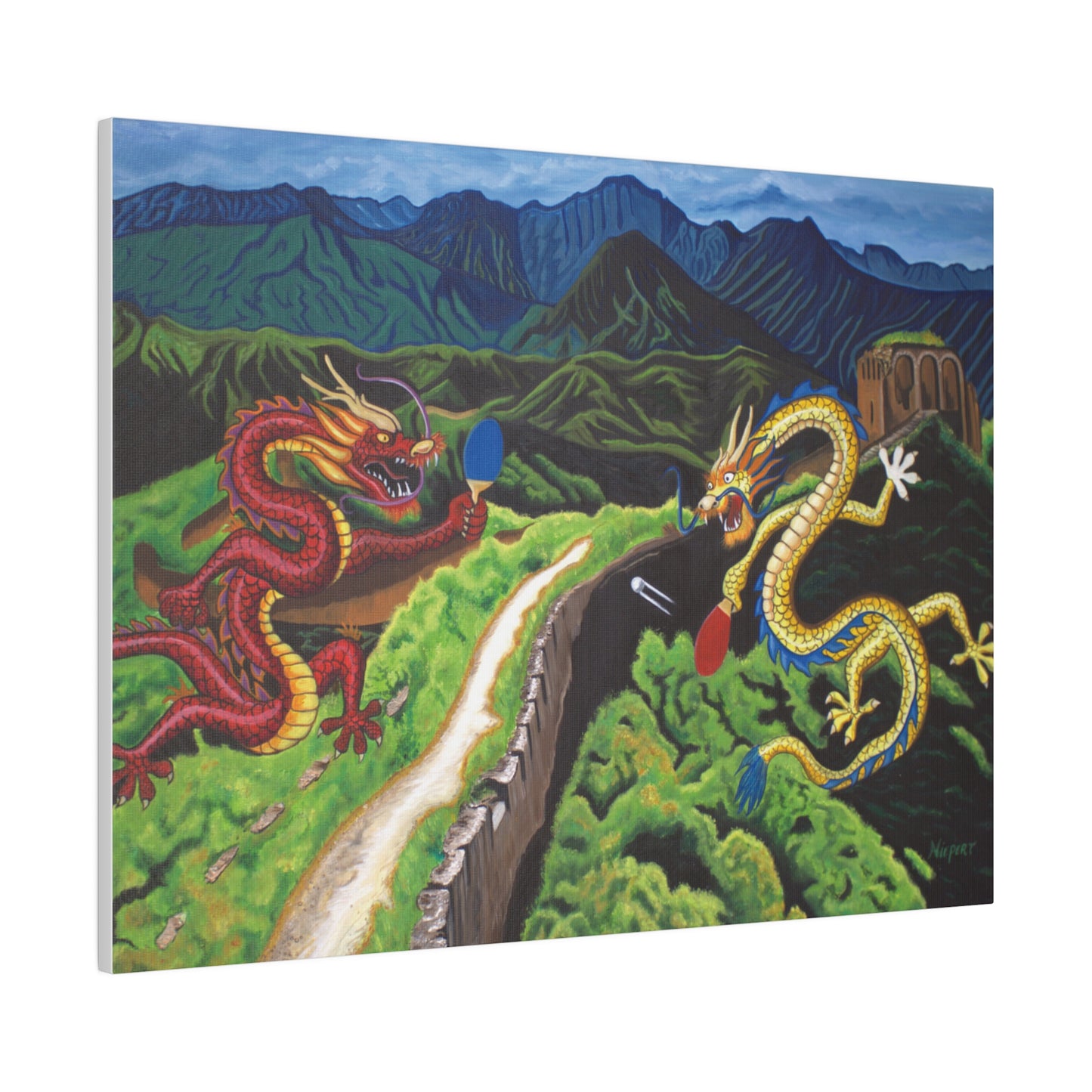 "Dragon Pong" Matte Canvas, Stretched, 0.75"