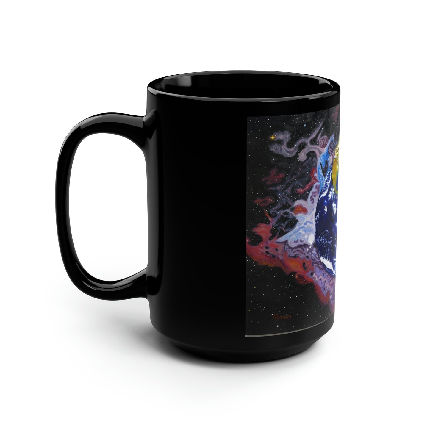 "God's Footstool" Black Mug, 15oz