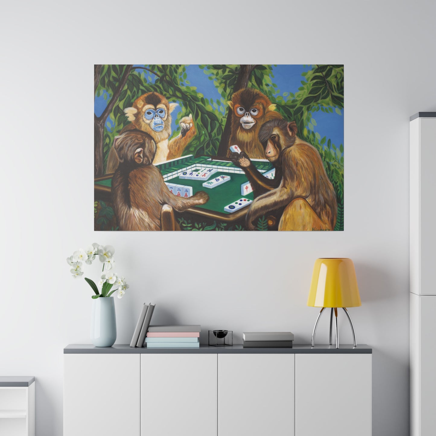 "Mahjong Monkeys" Matte Canvas, Stretched, 0.75"