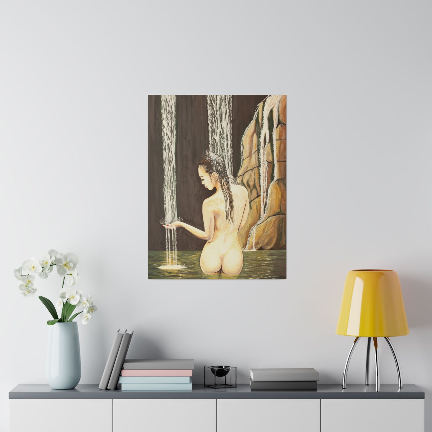 "Nude in Falls" Matte Canvas, Stretched, 0.75"
