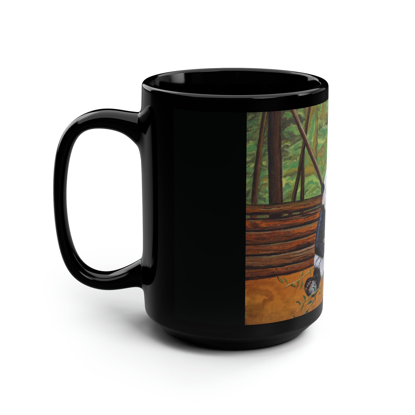 "Wine Panda" Black Mug, 15oz