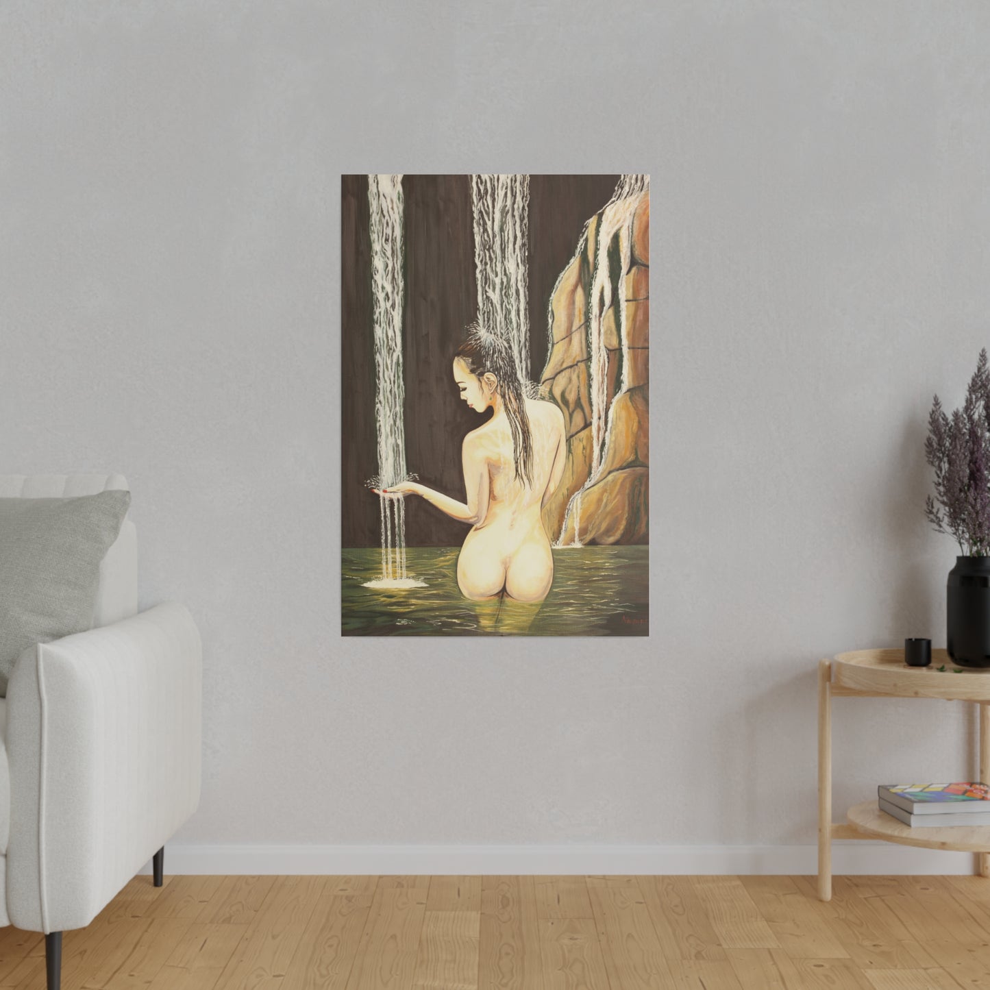 "Nude in Falls" Matte Canvas, Stretched, 0.75"