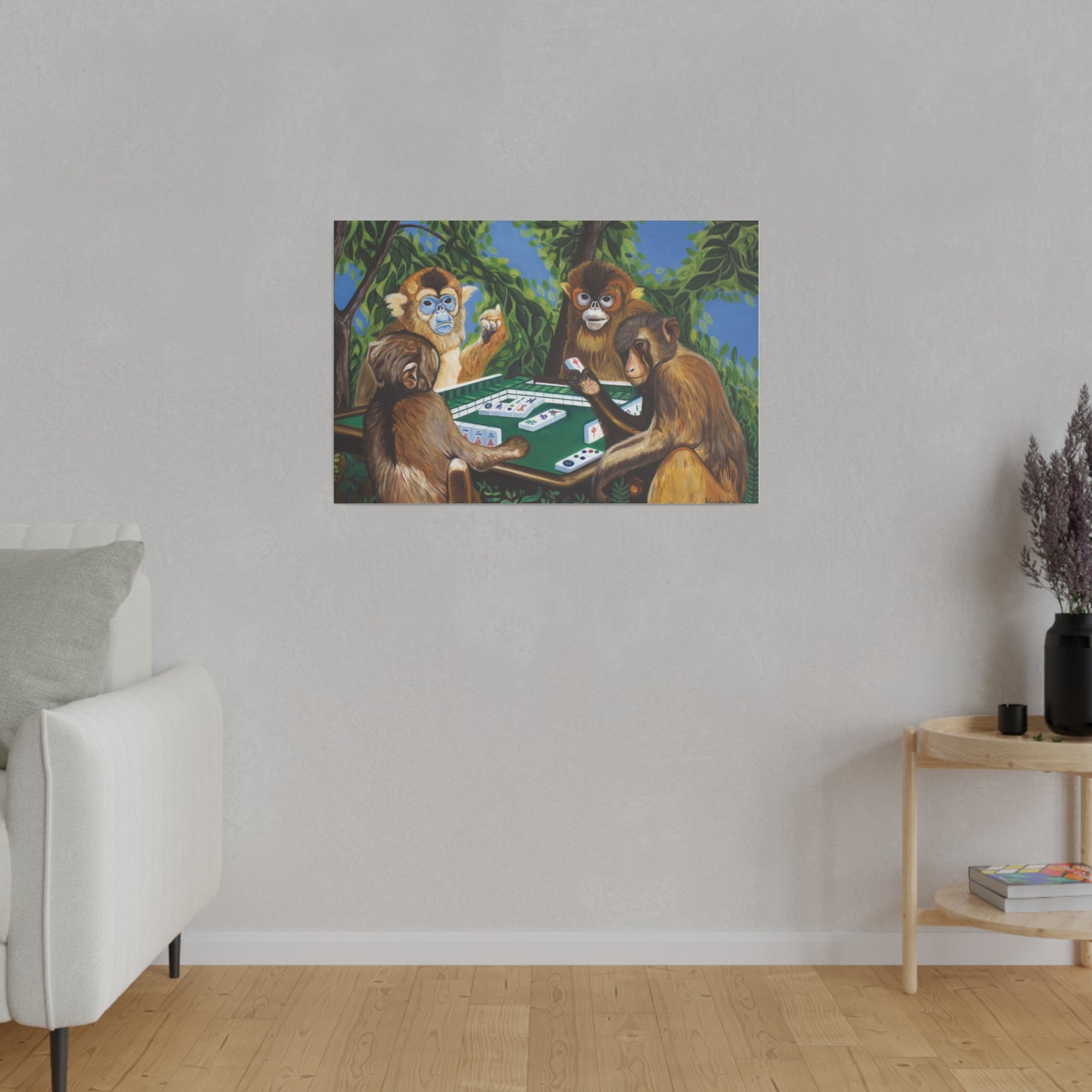 "Mahjong Monkeys" Matte Canvas, Stretched, 0.75"