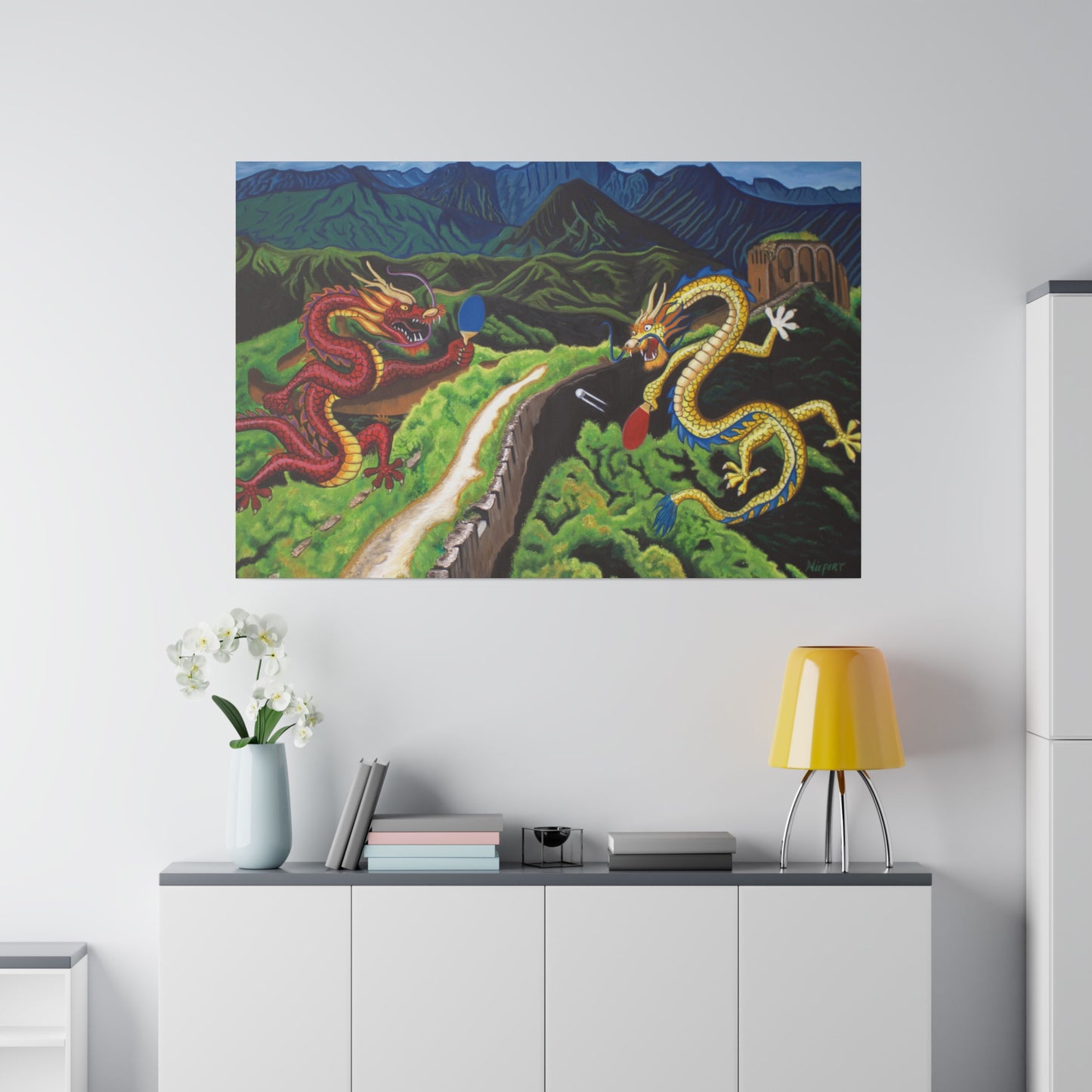 "Dragon Pong" Matte Canvas, Stretched, 0.75"