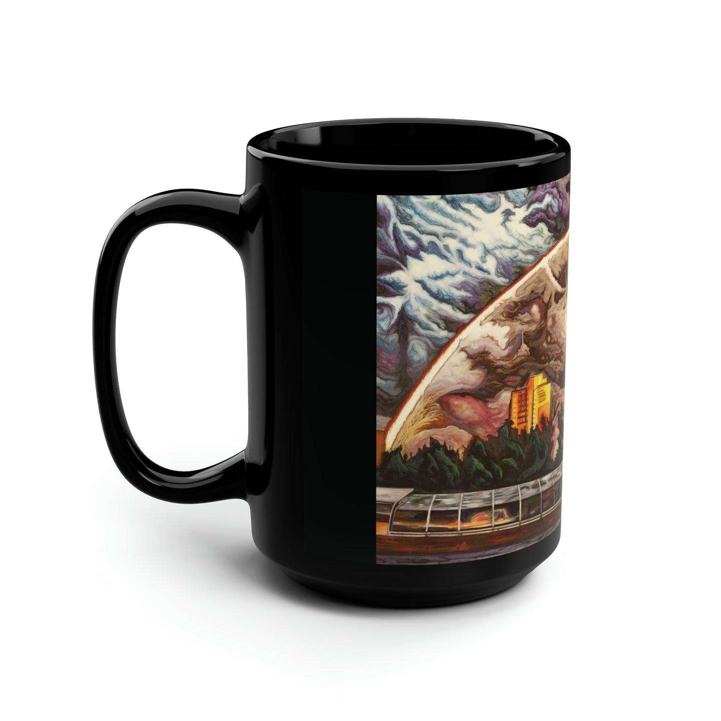 "Double Rainbows" Black Mug, 15oz