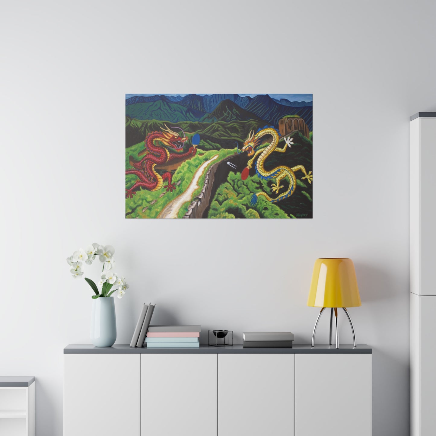 "Dragon Pong" Matte Canvas, Stretched, 0.75"