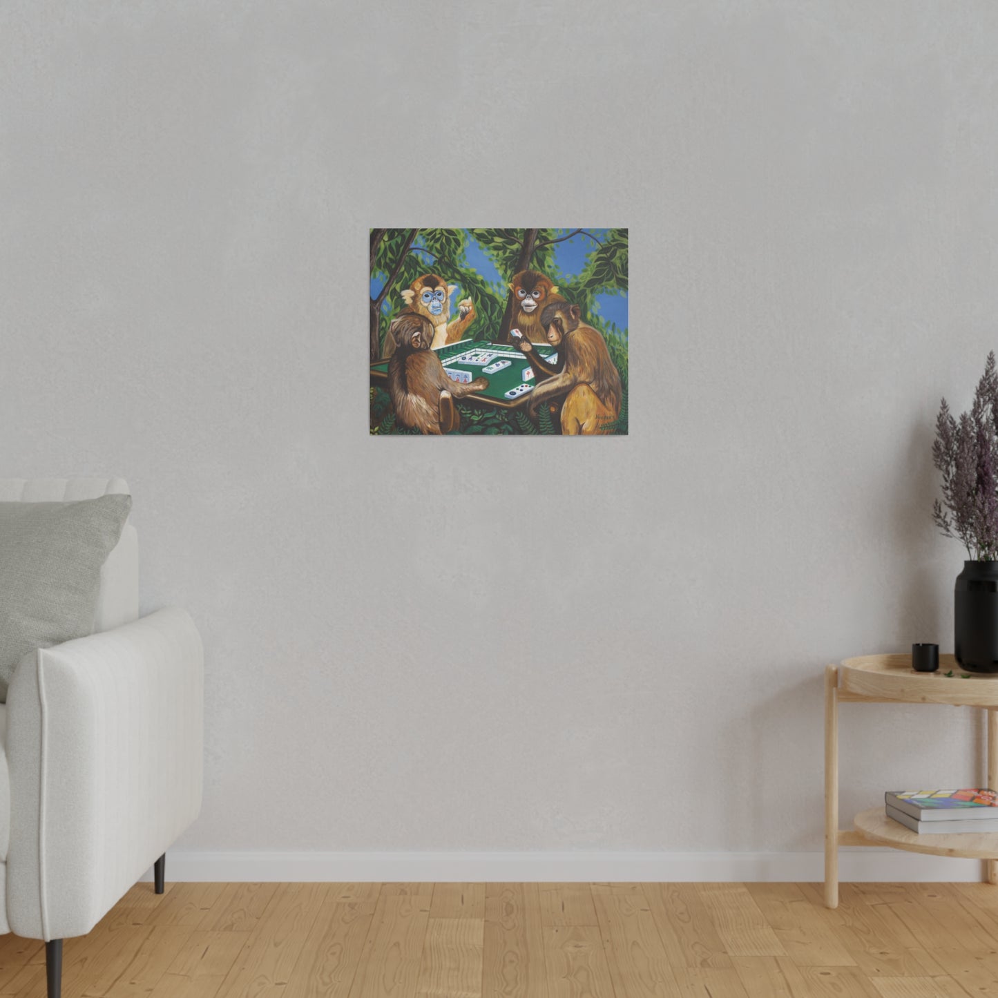 "Mahjong Monkeys" Matte Canvas, Stretched, 0.75"