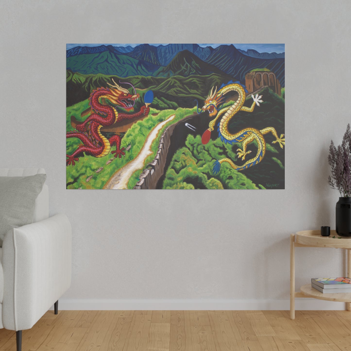 "Dragon Pong" Matte Canvas, Stretched, 0.75"