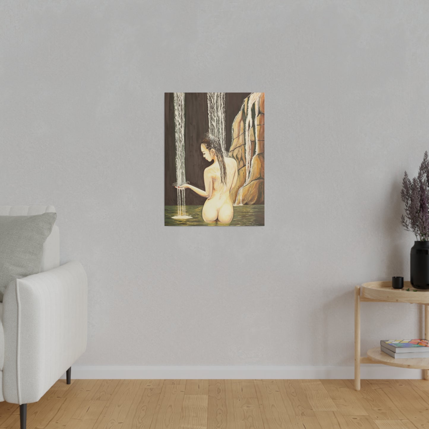 "Nude in Falls" Matte Canvas, Stretched, 0.75"