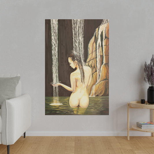 "Nude in Falls" Matte Canvas, Stretched, 0.75"