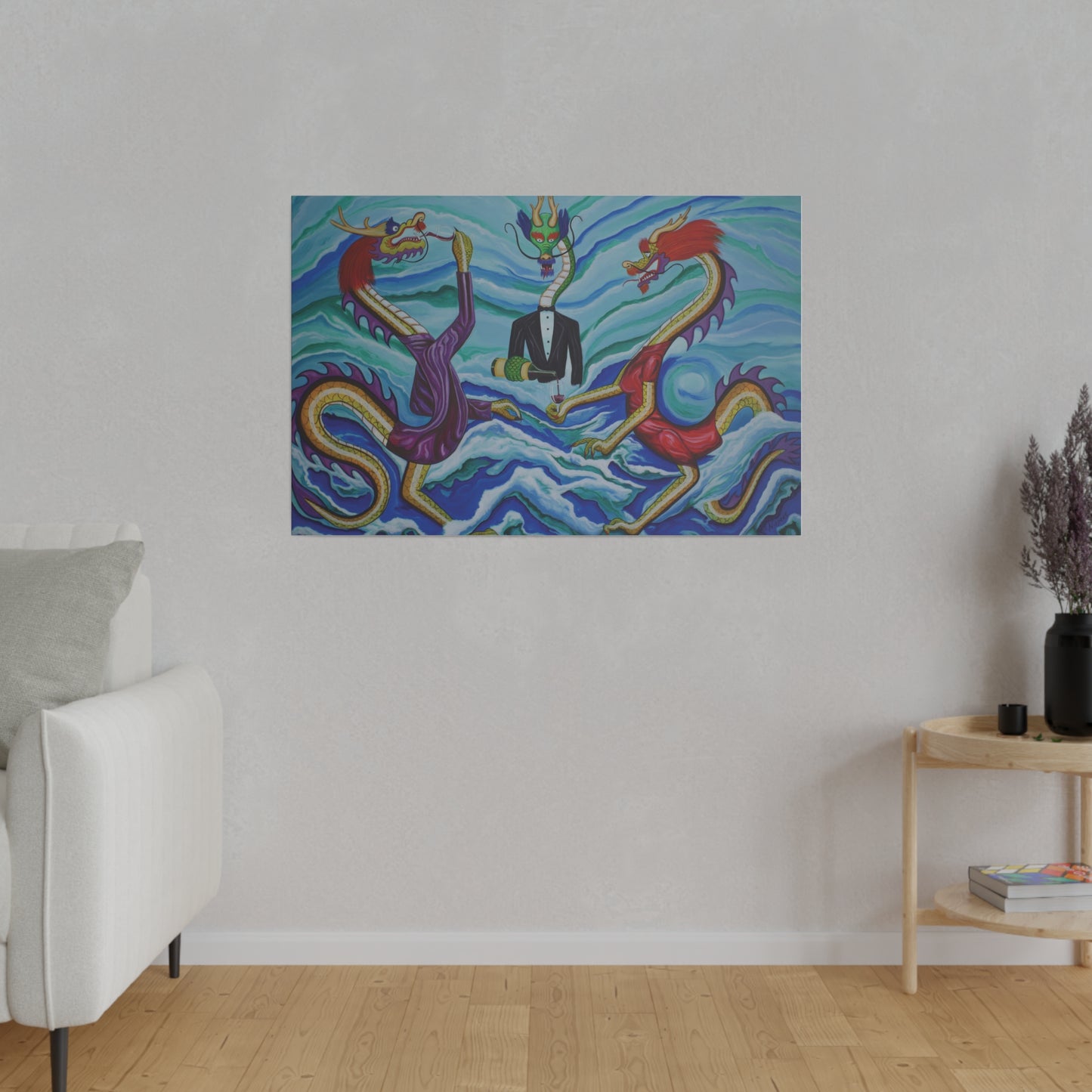 "Wine Dragons" Matte Canvas, Stretched, 0.75"