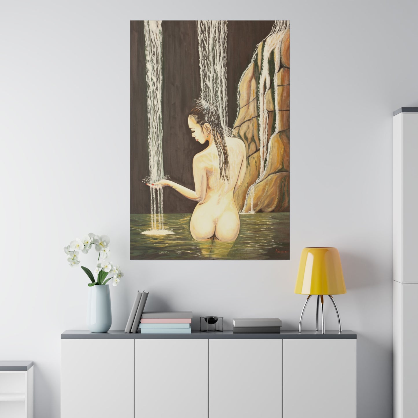 "Nude in Falls" Matte Canvas, Stretched, 0.75"