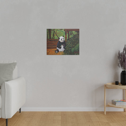 "Wine Panda" Matte Canvas, Stretched, 0.75"