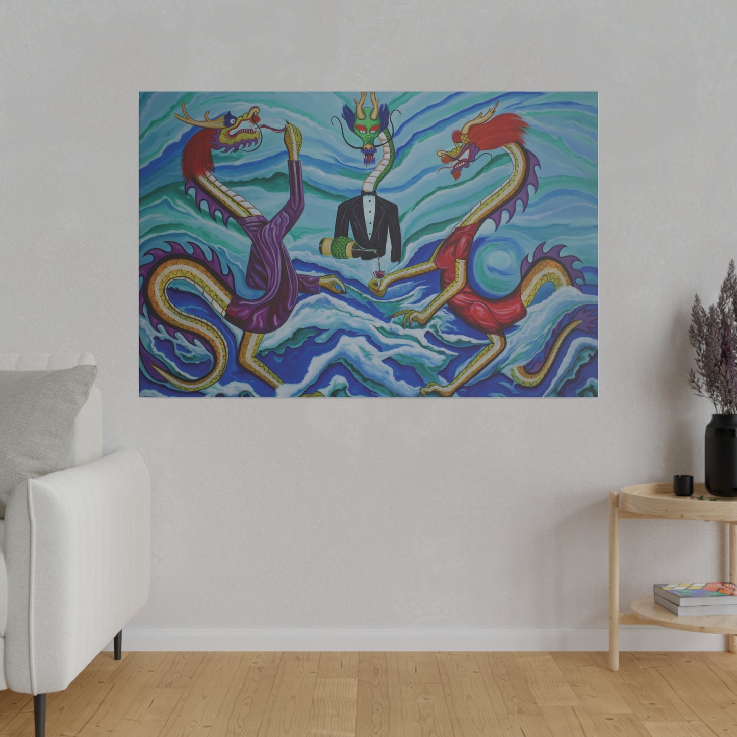 "Wine Dragons" Matte Canvas, Stretched, 0.75"