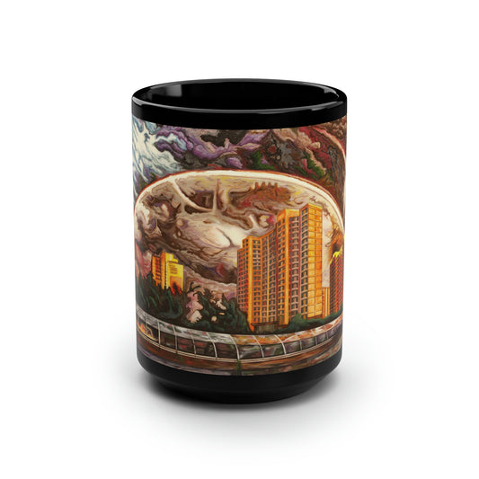 "Double Rainbows" Black Mug, 15oz