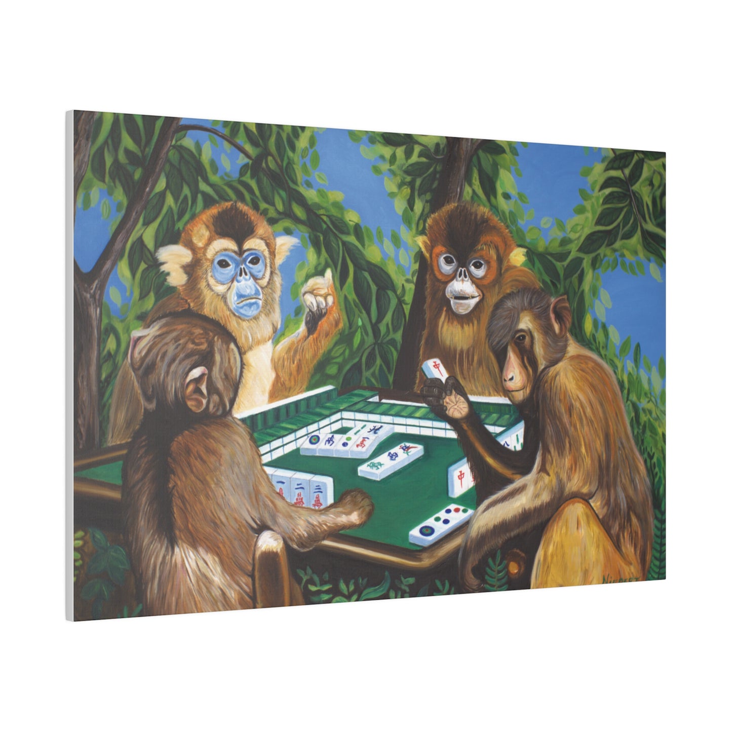 "Mahjong Monkeys" Matte Canvas, Stretched, 0.75"