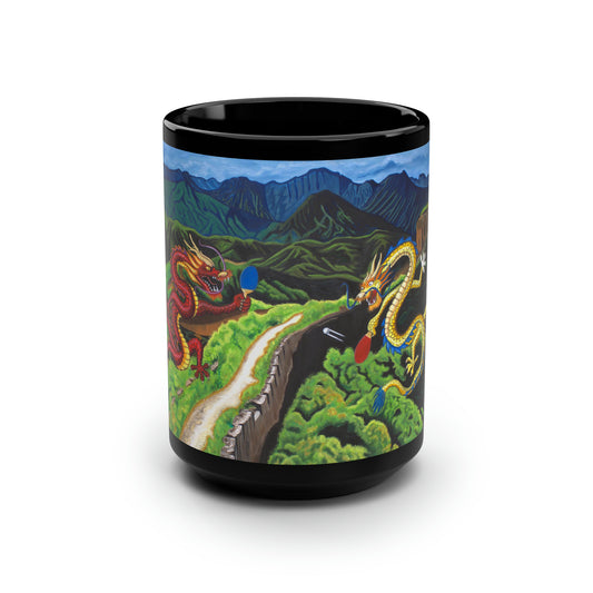 "Dragon Pong" Black Mug, 15oz