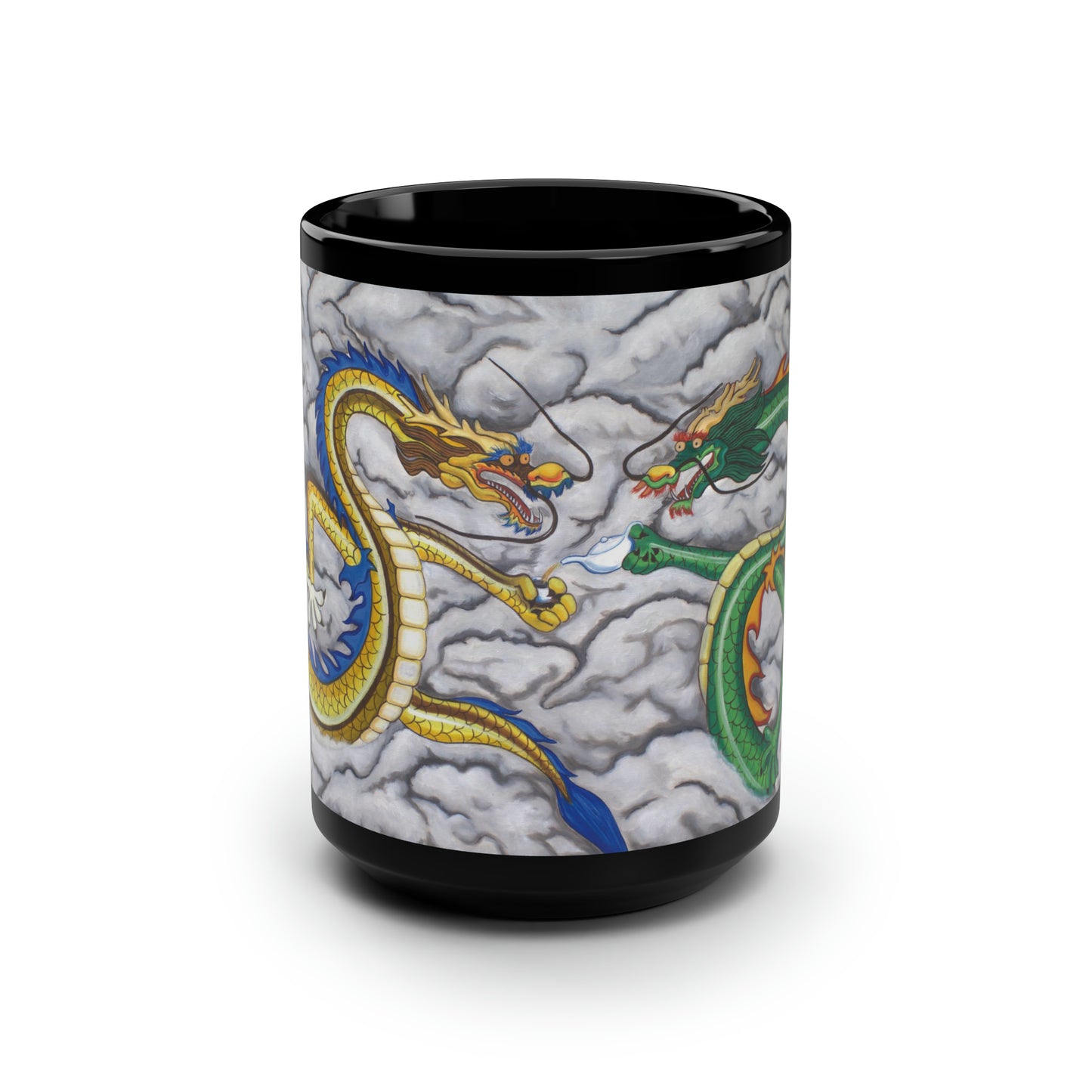 "Tea Dragons" Black Mug, 15oz