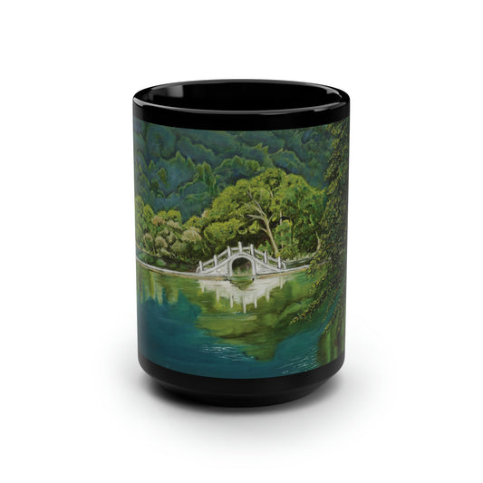 "Small Stone Bridge" Black Mug, 15oz