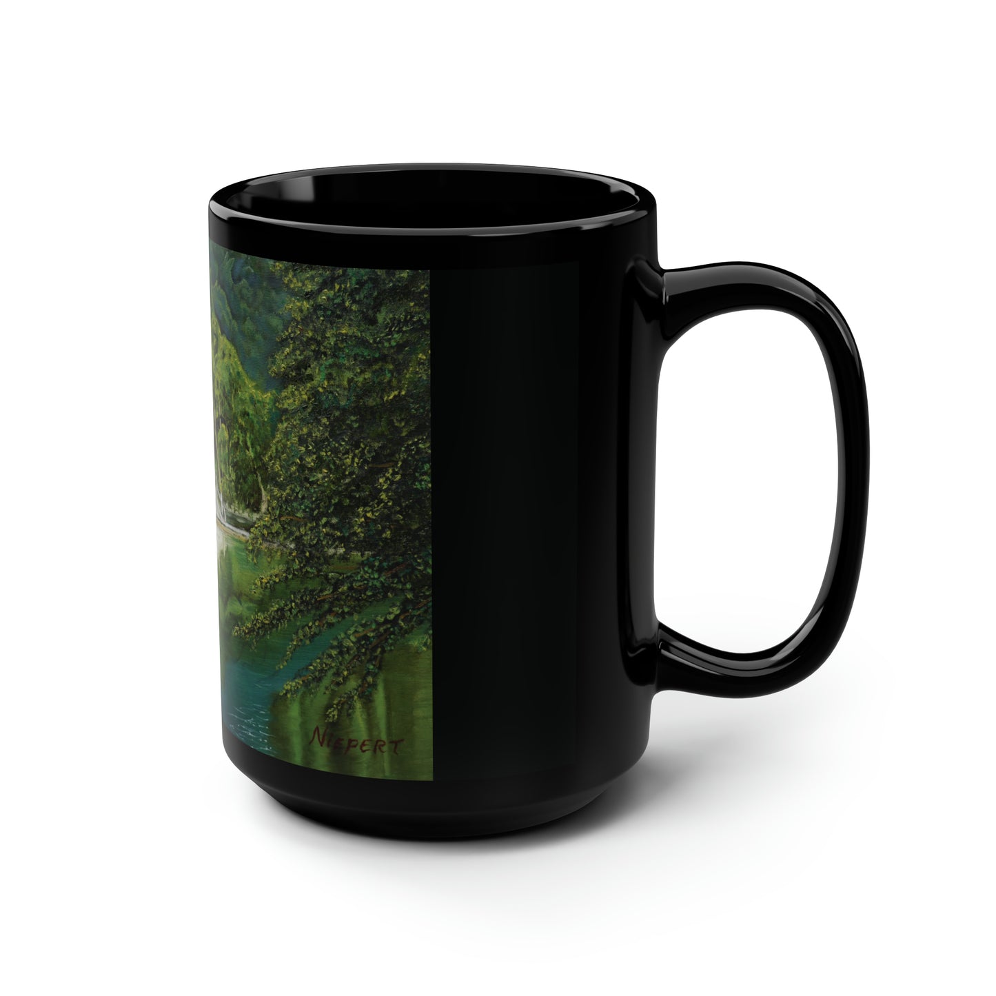 "Small Stone Bridge" Black Mug, 15oz