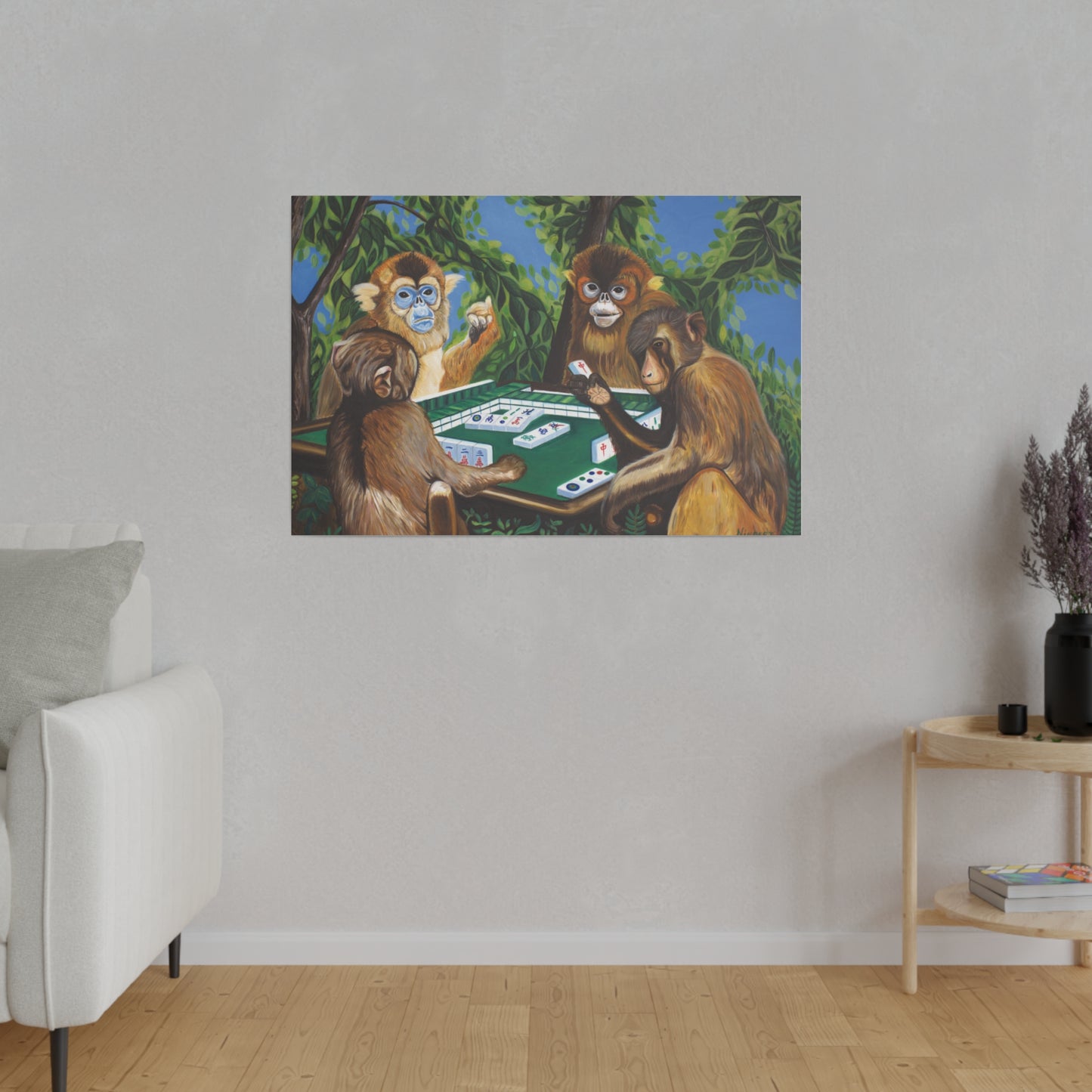 "Mahjong Monkeys" Matte Canvas, Stretched, 0.75"