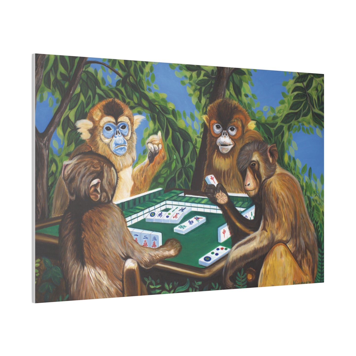 "Mahjong Monkeys" Matte Canvas, Stretched, 0.75"