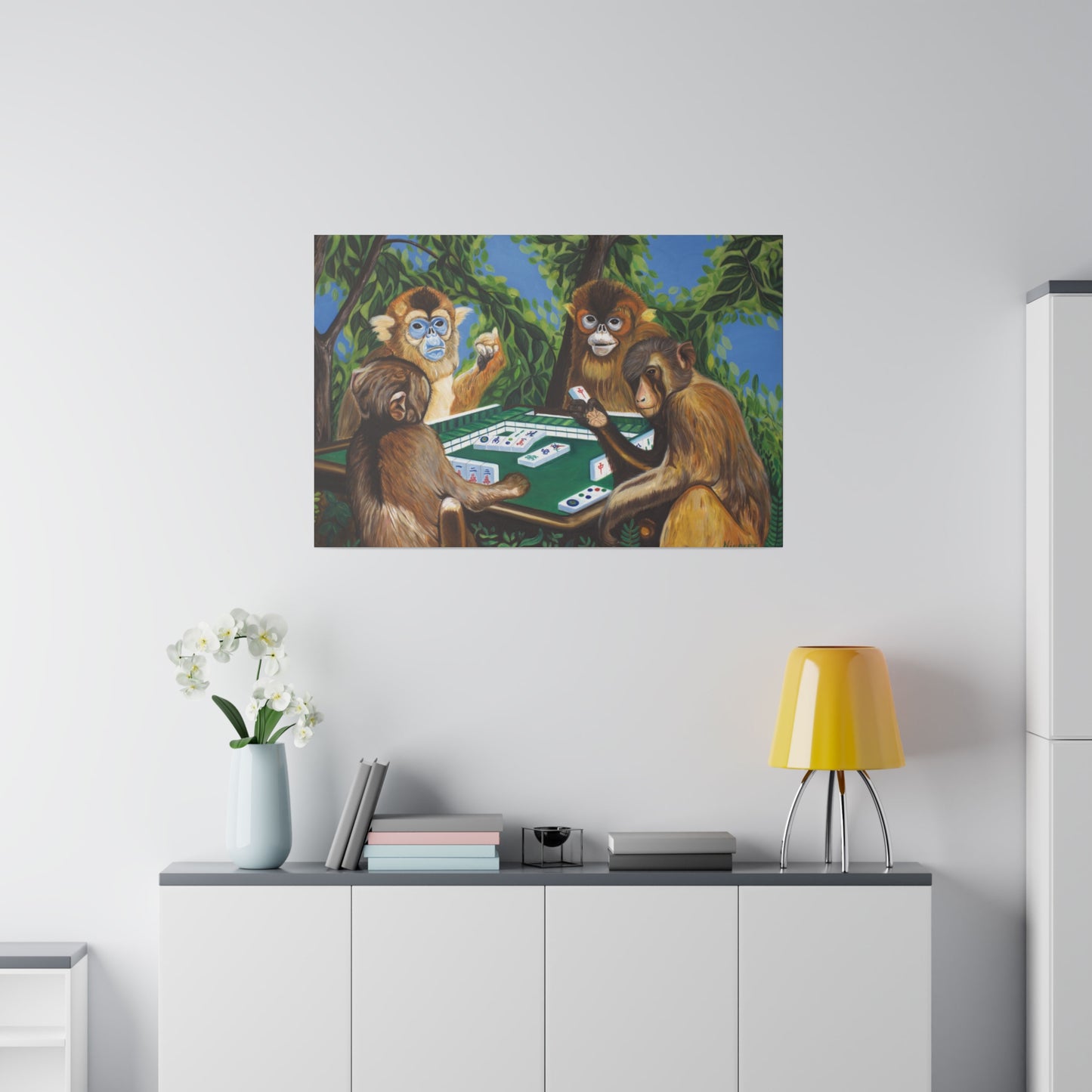 "Mahjong Monkeys" Matte Canvas, Stretched, 0.75"