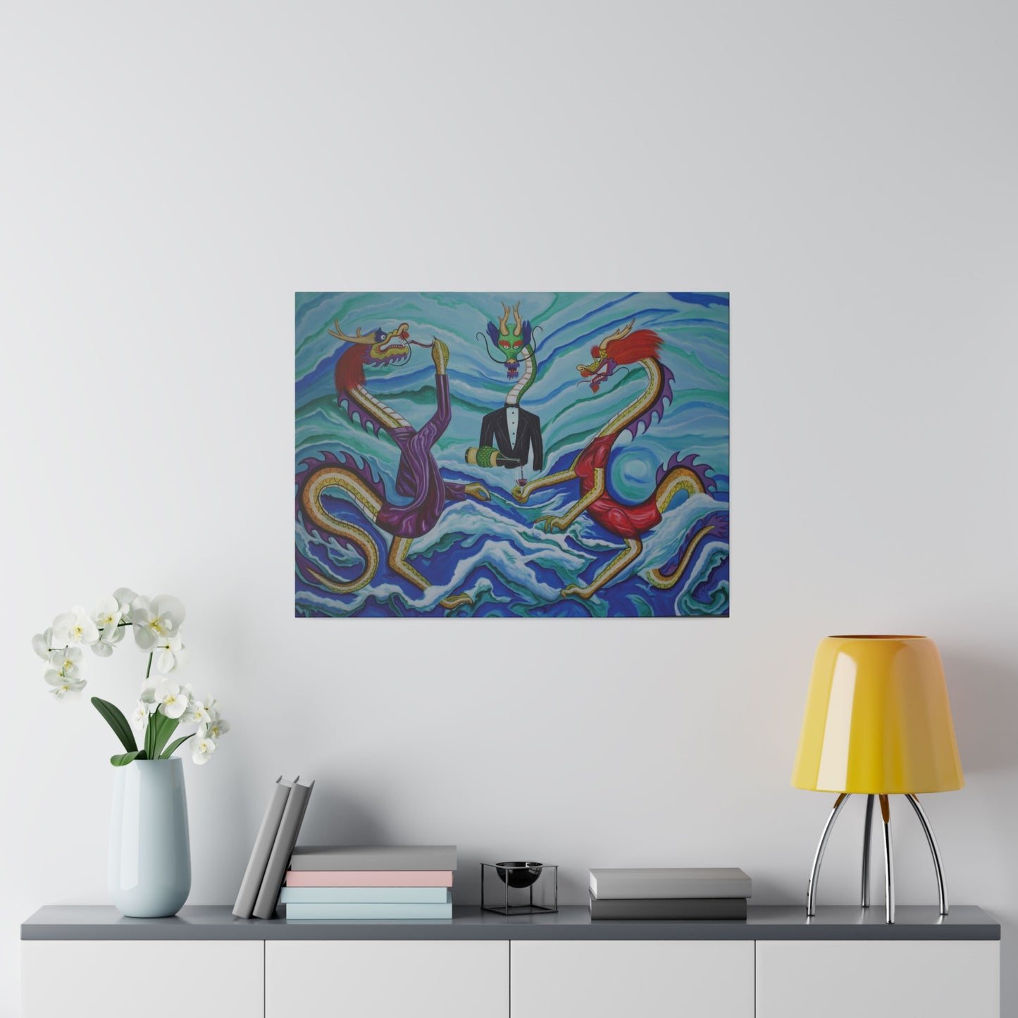 "Wine Dragons" Matte Canvas, Stretched, 0.75"