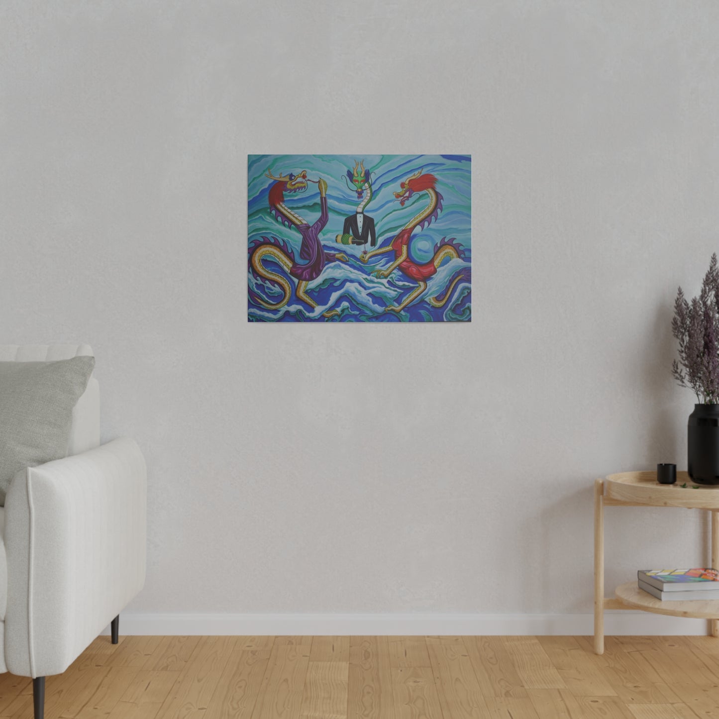 "Wine Dragons" Matte Canvas, Stretched, 0.75"