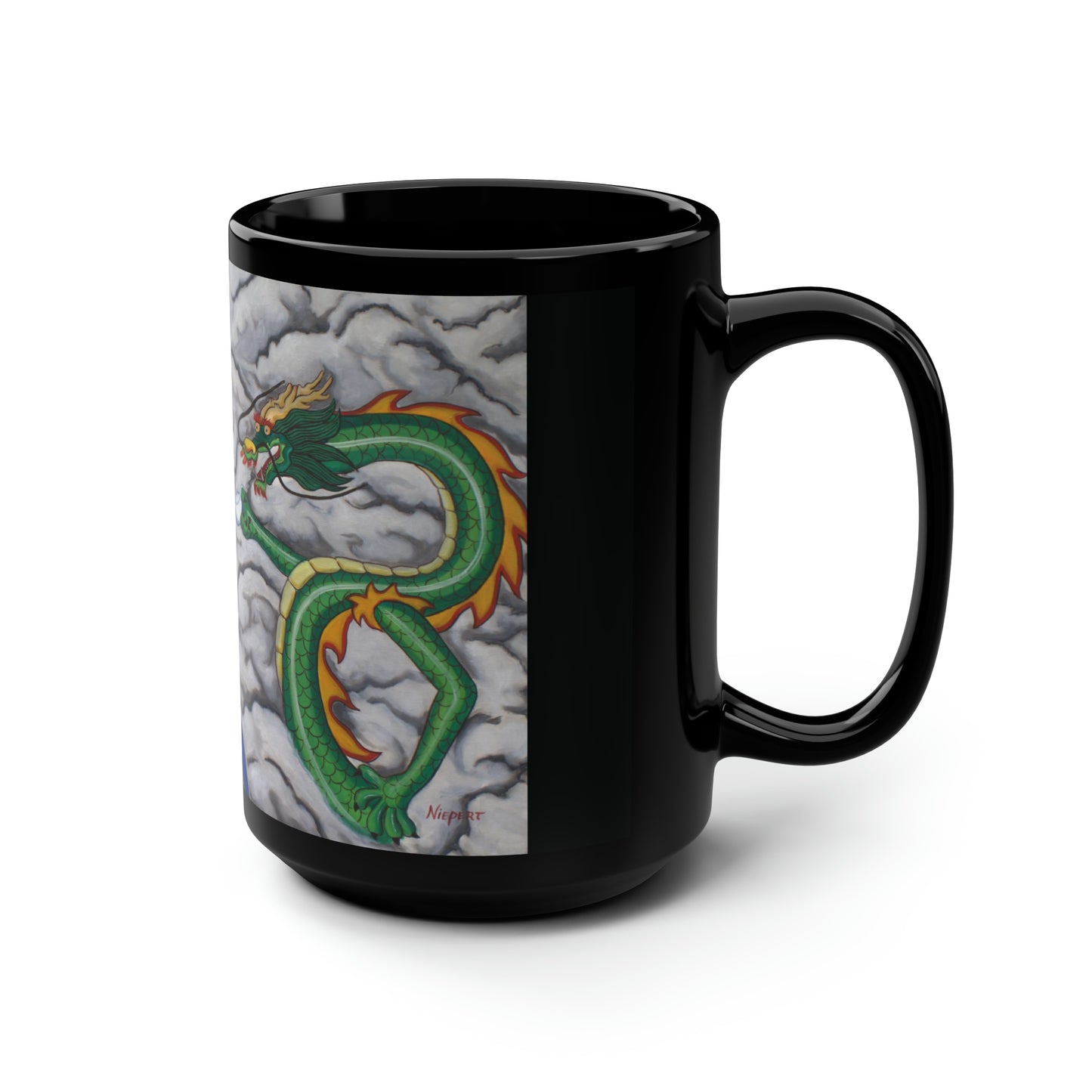 "Tea Dragons" Black Mug, 15oz