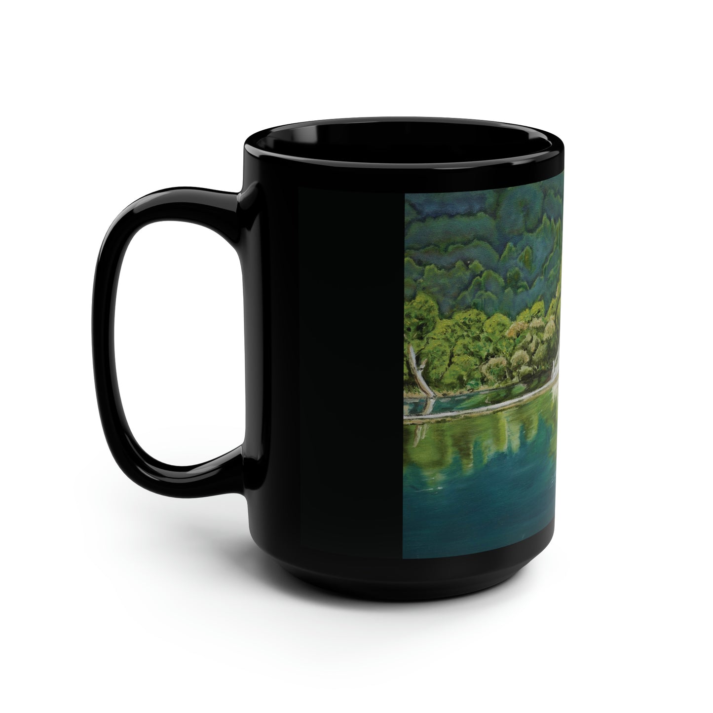 "Small Stone Bridge" Black Mug, 15oz