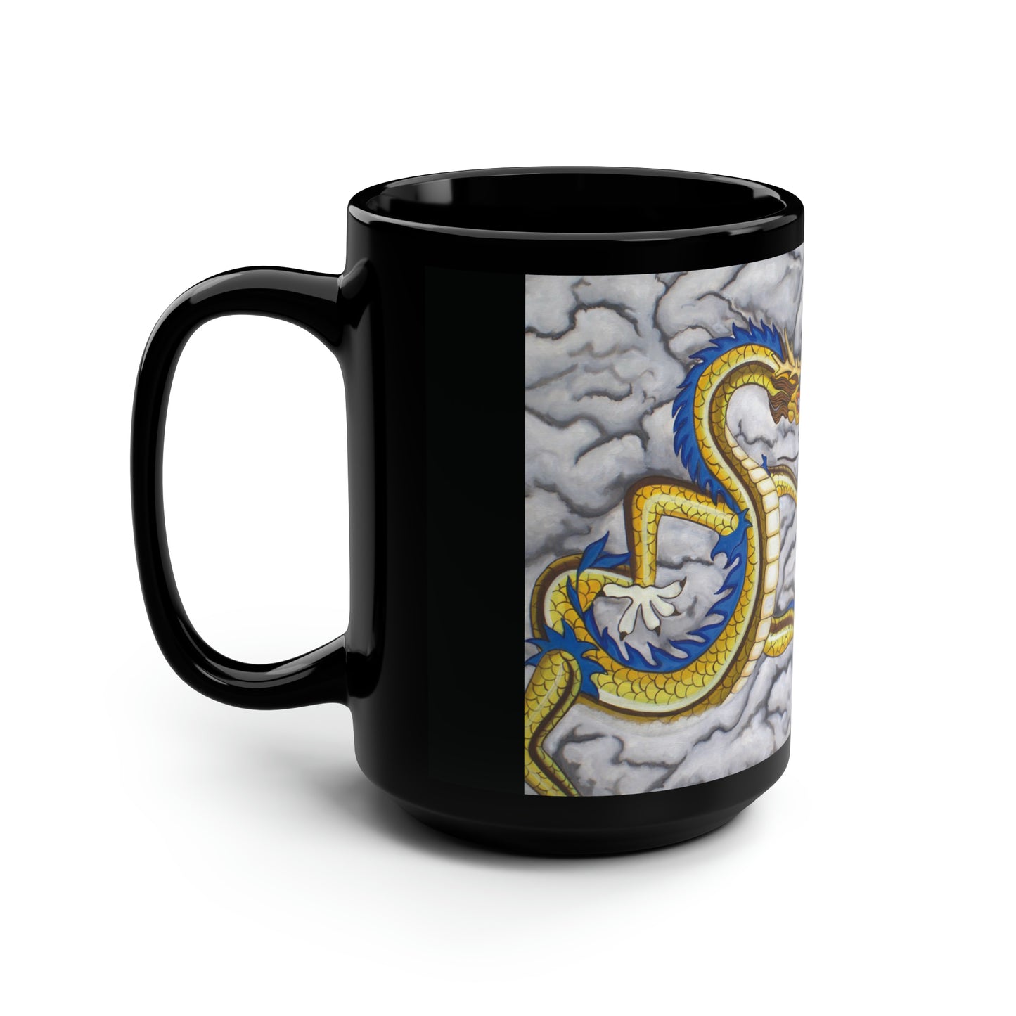 "Tea Dragons" Black Mug, 15oz